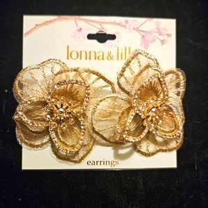 lonna & lilly rose flower gold sparkling gossaner polyester earrings
